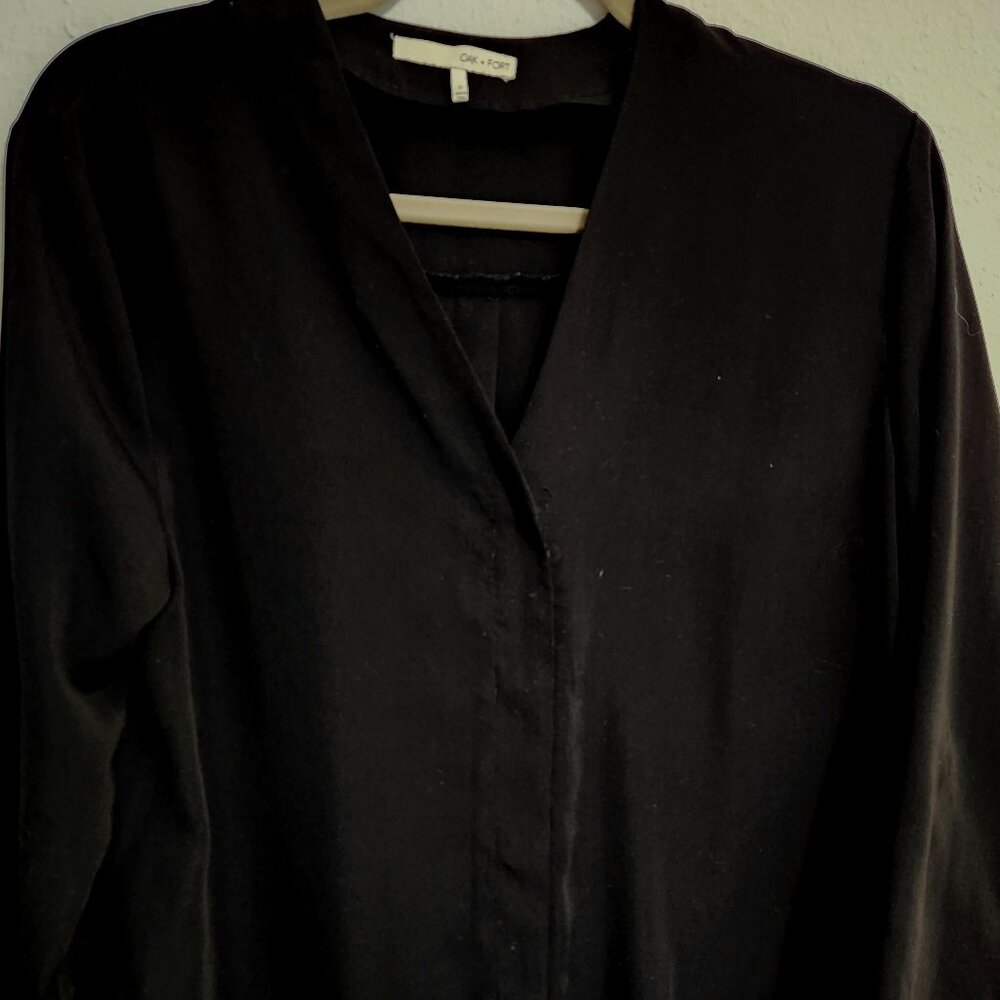 Oak + Fort Black Long Sleeved Blouse Small